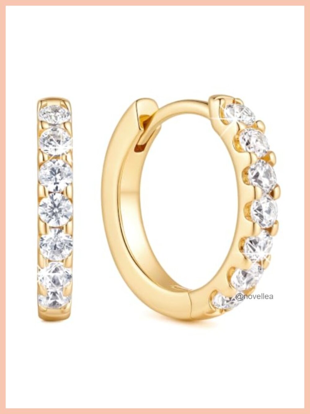 Gold Plated Hoop Earrings for Women Zirconia Sparkle 14K
